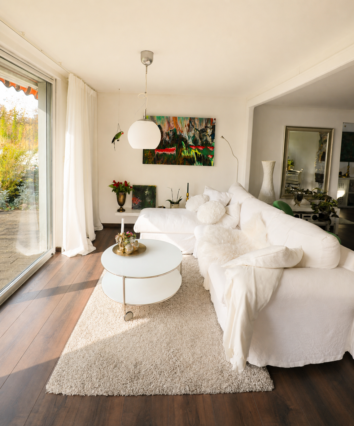 Wohnzimmer im Gästehaus am Krüpelsee Kablow